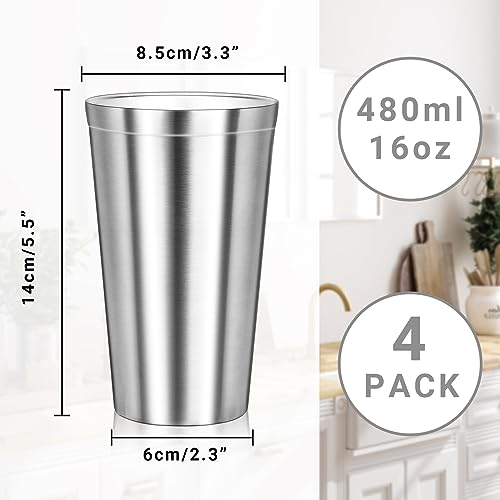 Stainless Steel Cups (classic straight / 16oz,4pcs)