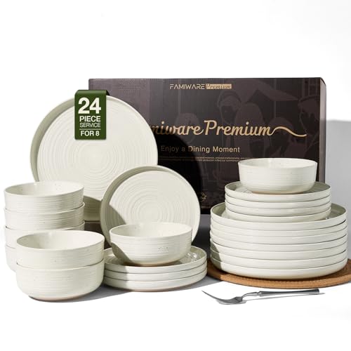 Stoneware Dinnerware Sets for 8 (Cream)