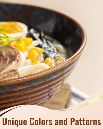 8 Inch 40oz Large Japanese Ramen Bowl Set of 2 (Peacock Tail)