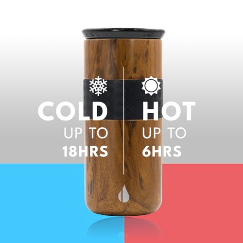 Artisan 16oz Inner Ceramic Coating Tumbler Triple Wall Coffee Mug (16 Ounces / Teakwood (Ceramic Coating))