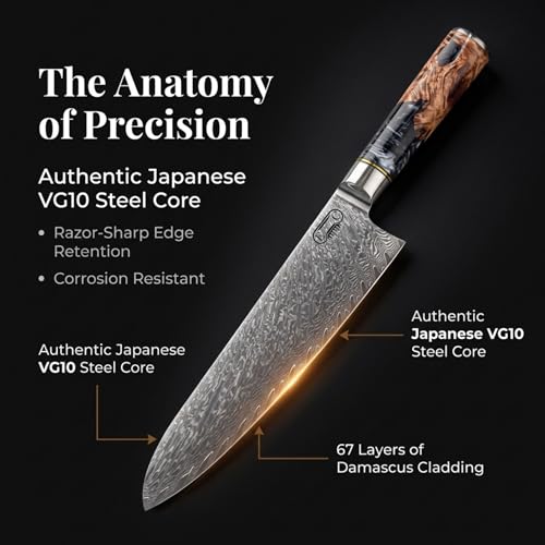 Real Forged Damascus 8pc Japanese (8 Count)