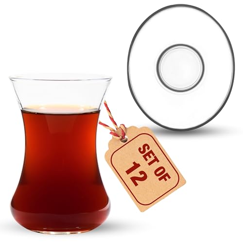 Tea Glass Set of 12 with Saucers (6 Count)