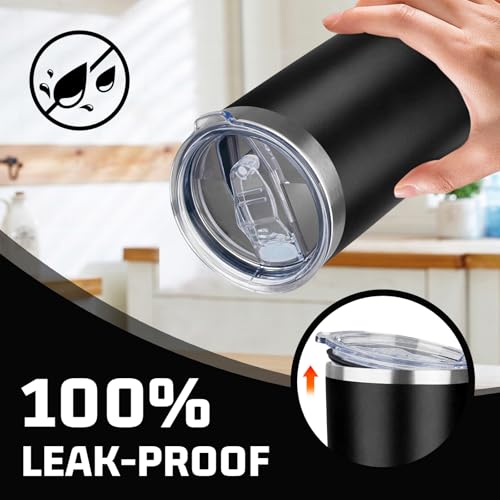 20oz Tumbler with Lid Double Wall Vacuum Insulated Travel Coffee Mug Stainless Steel Thermal Cup Powder Coated Sturdy Coffee Tumbler Bulk for Hot and Cold Beverage (20 Ounces (6 Pack) / Black)