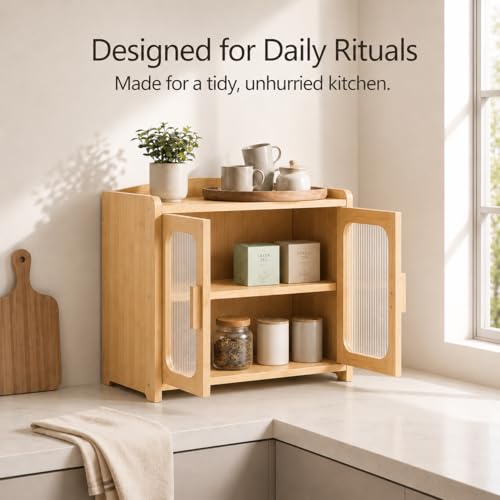 Bread Box for Kitchen Countertop (Natural Bamboo)