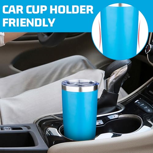 20oz Tumbler with Lid Double Wall Vacuum Insulated Travel Coffee Mug Stainless Steel Thermal Cup Powder Coated Sturdy Coffee Tumbler Bulk for Hot and Cold Beverages (20 Ounces (6 Pack) / Black-Navy blue-Blue-Green-Green tea-Glacier blue)