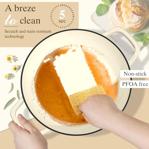 Enameled Round Cast Iron Bread Oven (Cream White)