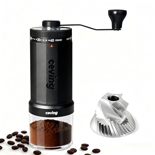 World's First 60g Large Capacity Manual Coffee Grinder (MEGA PRO Black / Steel Burr)