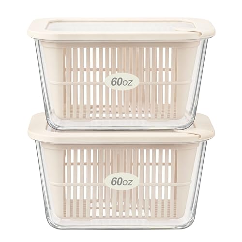Glass Food Storage Containers with Glass Lids (Ivory White- 2RT)