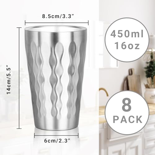 Stainless Steel Double Wall Cups (fire diamond-patterned / 16oz,8pcs)