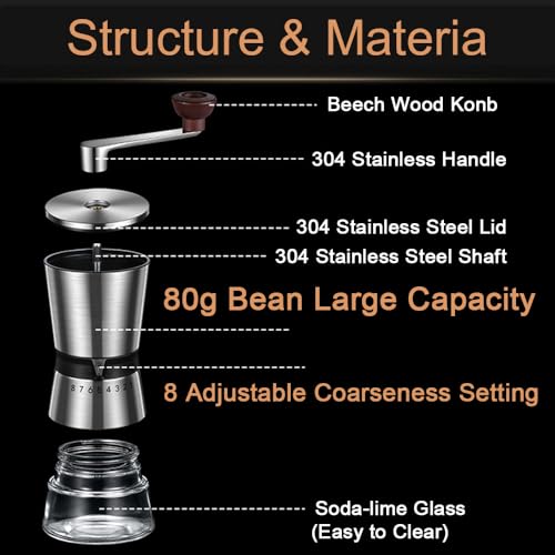 Precision Manual Coffee Grinder for Home Use (Big Black)