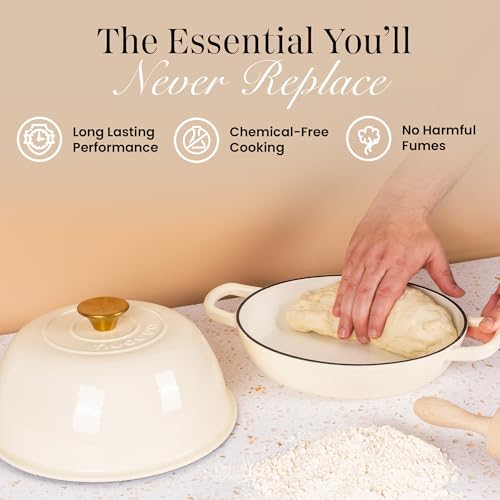 Enamelled Cast Iron Dutch Oven For Bread Baking (Cream)