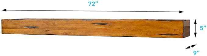 MANTELSDIRECT Breckenridge 72” Fireplace Mantel Shelf with Corbels – Rustic Floating Mantel Shelf for Over Fireplace – Chestnut - Wood Shelf for Wall – Pine Box Construction