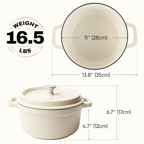 6.5 Quart Dutch Oven Pot with Lid (6.5 QT / Beige)