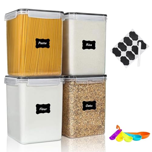 4pc 5.2L Large Airtight Plastic Canisters with Lids (4 pcs(5.2L))