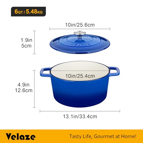 6 QT Enameled Cast Iron Dutch Oven Pot with Lid