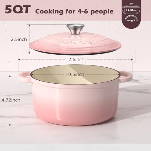 5QT Enameled Cast Iron Dutch Oven Pot with Lid