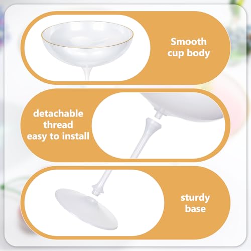 12 Pcs Plastic Coupe Glasses 9 oz Disposable Martini Glasses for Cocktails (12 Count)