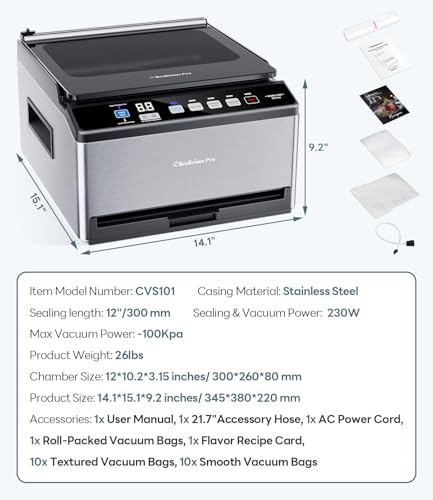DualCore CVS101 Chamber Vacuum Sealer for Liquids & Sous Vide