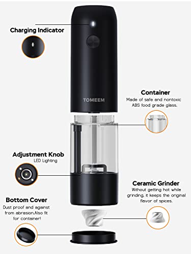 Electric Salt and Pepper Grinder Set with LED Lights (Black / Set)