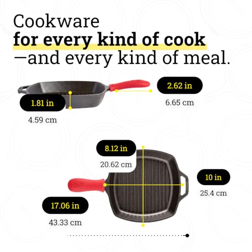 Square Cast Iron Grill Pan (10.5-Inch Grill Pan)