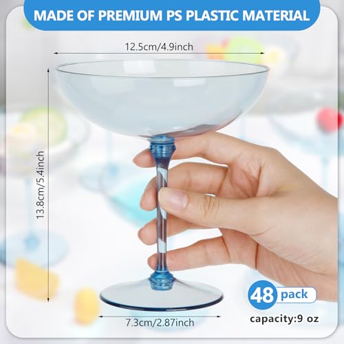 48 Pcs Plastic Coupe Glasses 9 oz Disposable Martini Glasses for Cocktails (48 Count)