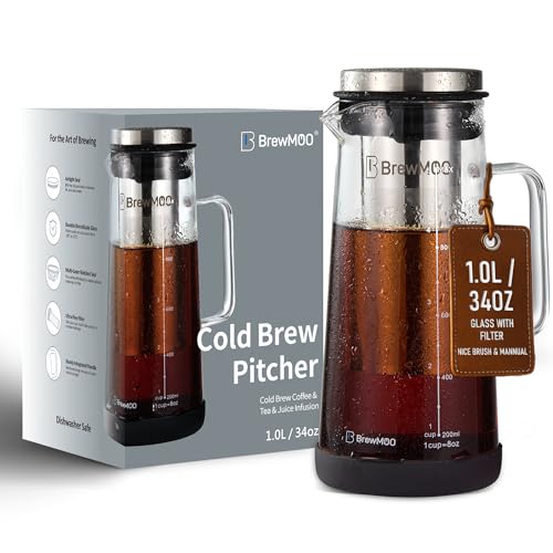 Airtight Cold Brew Coffee Maker Pitcher (Black / 34 Ounces)