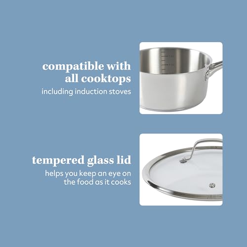 Kitchen Essentials Chef's Deck 10 Piece Stainless Steel Non Toxic Pots and Pans Kitchen Cookware Set w