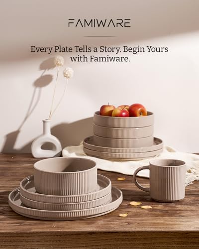 Stoneware Dinnerware Set with Pasta Bowls (24 Count)