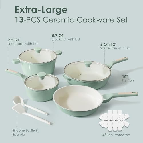 Nonstick Ceramic Cookware Set Large 13