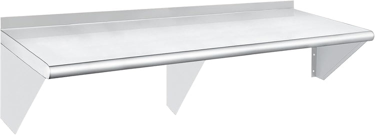 HARDURA Stainless Steel Shelf 18" x 72", 480lb Commercial Shelves Wall Mount Metal Shelving with Backsplash and Brackets for Kitchen, Restaurant, Laundry Room and Home