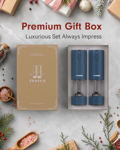 Larger Capacity Rechargeable Electric Salt and Pepper Grinder Set (Blue)