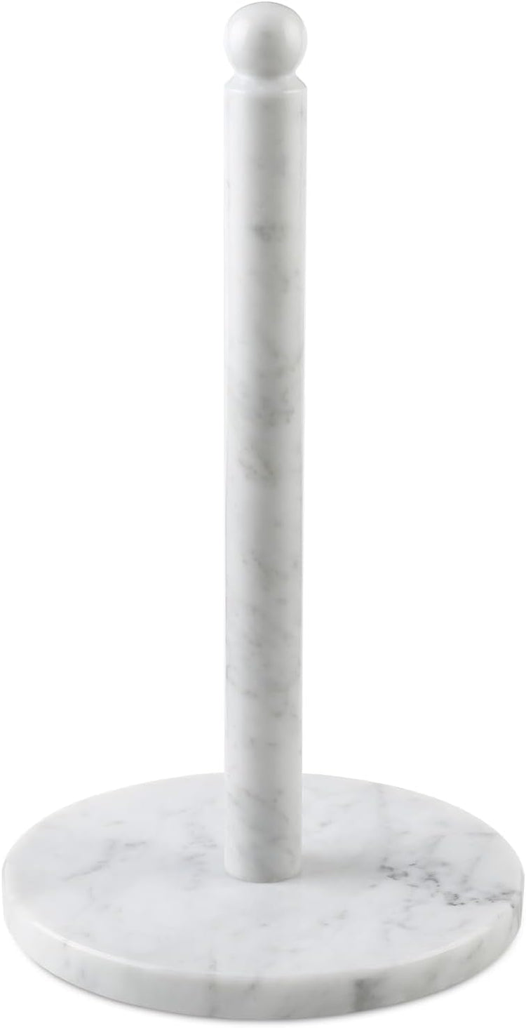 Koville Italian Marble Paper Towel Holder Countertop, Stone Rod Paper Towel Holder Stand for Kitchen Storage, for Standard or Jumbo-Sized Rolls(Bianco Carrara)