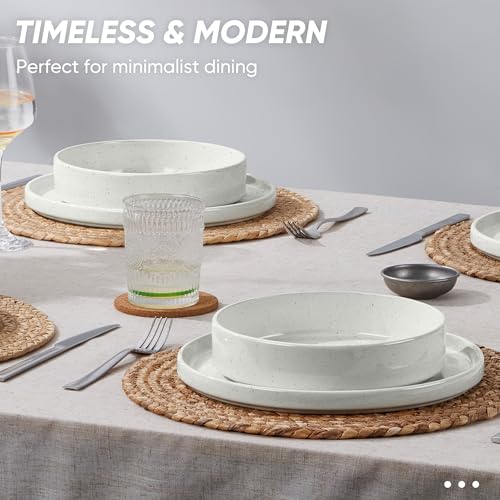 16 Piece Stoneware Dinnerware Sets with Pasta Bowls (16 Count)