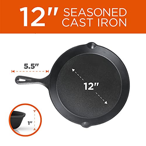3 Piece Cast Iron Skillet Set (8", 10", 12" Skillet Set)