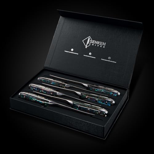 SENKEN 4 Piece Damascus Steak Knife Set (4 Count)