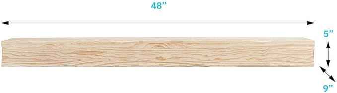 MANTELSDIRECT Breckenridge 48” Fireplace Mantel Shelf with Corbels – Rustic Floating Mantel Shelf for Over Fireplace – Unfinished - Wood Shelf for Wall – Pine Box Construction