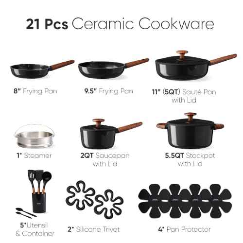 21pcs Ceramic Cookware Set