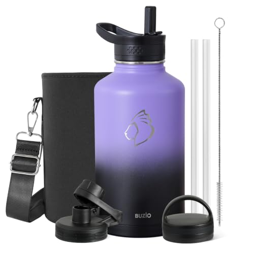 Half Gallon Water Jug Insulated Stainless Steel (64 Ounces / Purple Black)