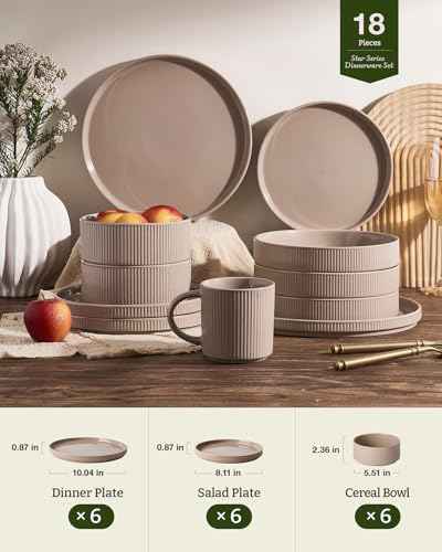 Stoneware Dishes Dinnerware Sets for 6 (18 Count)