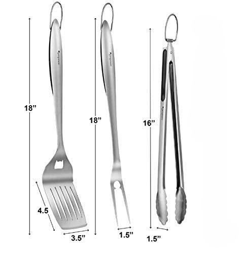 BBQ Set Heavy Duty grilling Utensils 3 piece set. Spetula (3 Count)