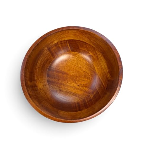 Rubberwood Wavy Rim Bowl with Cherry Finish for Fruits (Small)