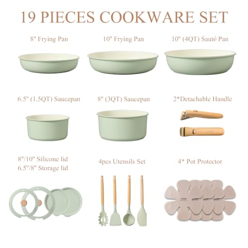 19pcs Pots and Pans Set Non Stick (11 Count)
