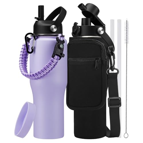 32oz Insulated Bottle with Straw (Light Purple / 32 Ounces)