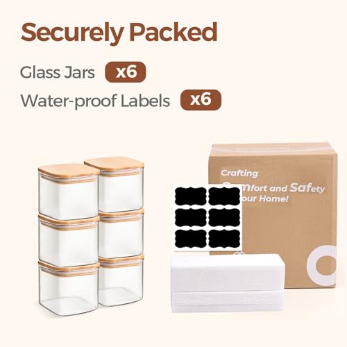Square Glass Containers with Lids 0.6 Qt (0.6 qt x 6)