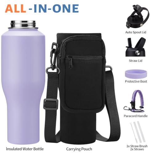 40 oz Insulated Bottle with Straw & Spout Lid (Light Purple / 40 Ounces)