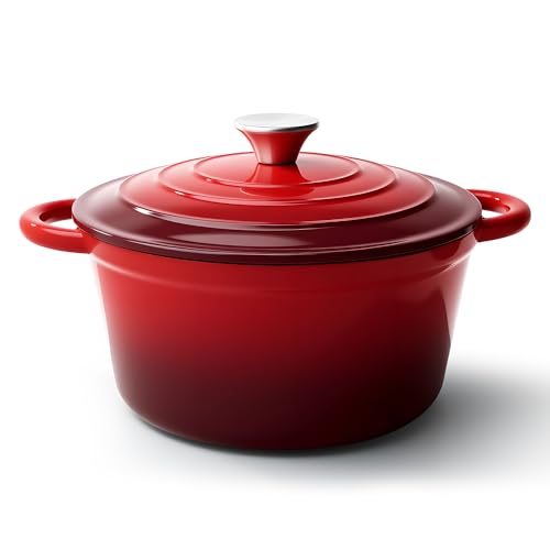 6 Quart Dutch Oven Pot with Lid (6 QT / Red)