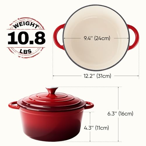 4.5 Quart Dutch Oven Pot with Lid (4.5 QT / Red)