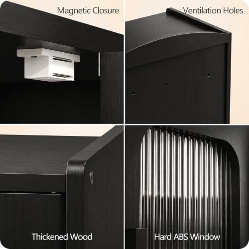 Premium Solid Wood Bread Box for Kitchen Countertop (Black)