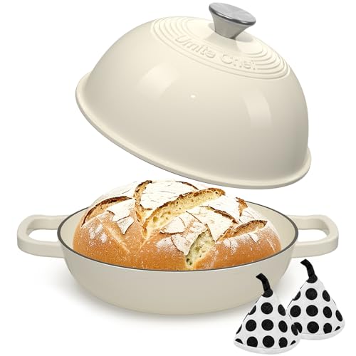 Enameled Round Cast Iron Bread Oven (Cream White)