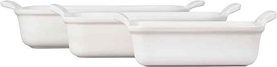 Le Creuset Stoneware Heritage Set 3 Rectangular Dishes, White